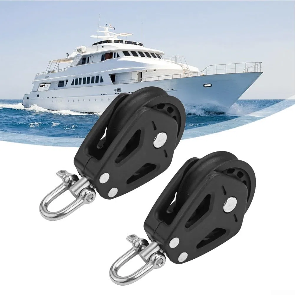 2 Poleas de nailon de alta resistencia, polea única, accesorios marinos giratorios, capacidad de carga de 460 kg, cuerda de 10 mm