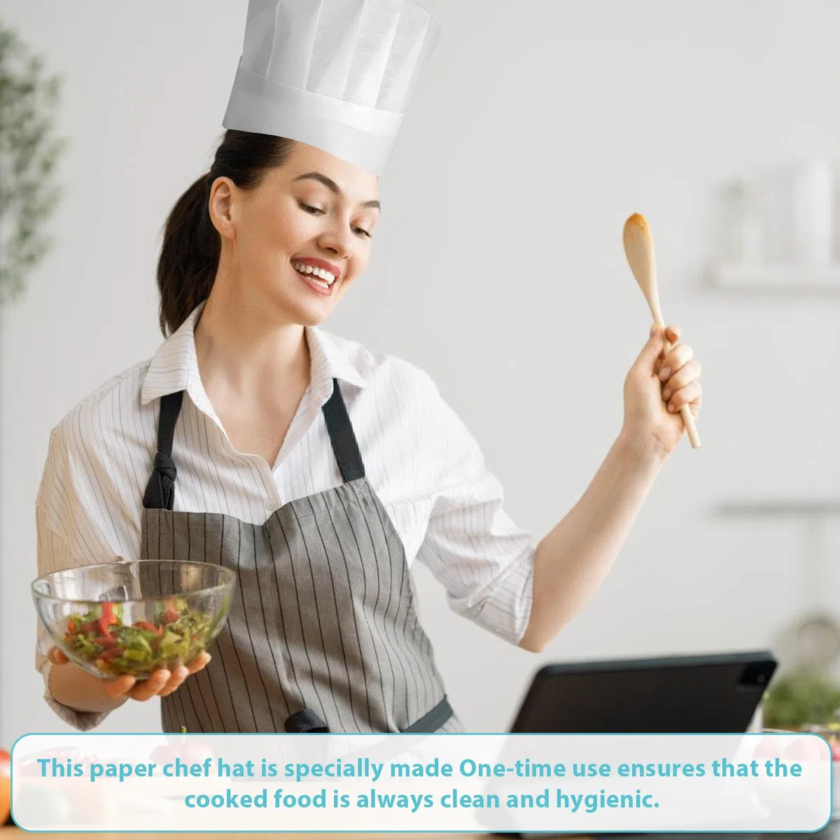 Gorros De Cocinero,20 Piezas Ajustable Gorro Chef,Sombrero De Cocinero De Papel,Sombreros De Chef De Papel,Gorro De Chef para Hombre Mujer Blanco para Cocina,Restaurante,Hogar,Catering,Doméstico
