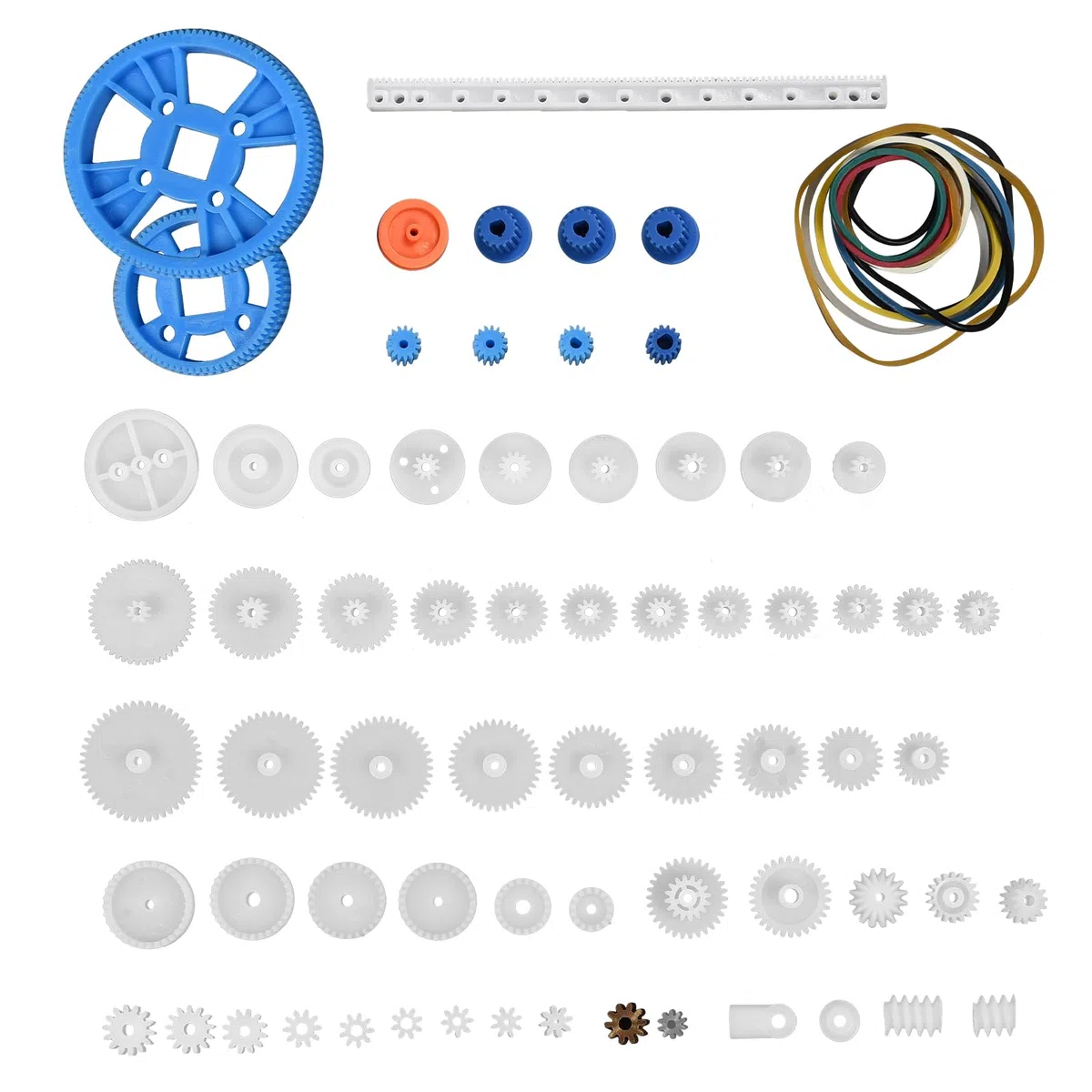 Juego de 80 engranajes de motor, polea de engranajes de plástico, mini kits de gusanos de correa, kits de gusano de correa de polea, juego de engranajes de corona, juguete de motor robot, piezas de