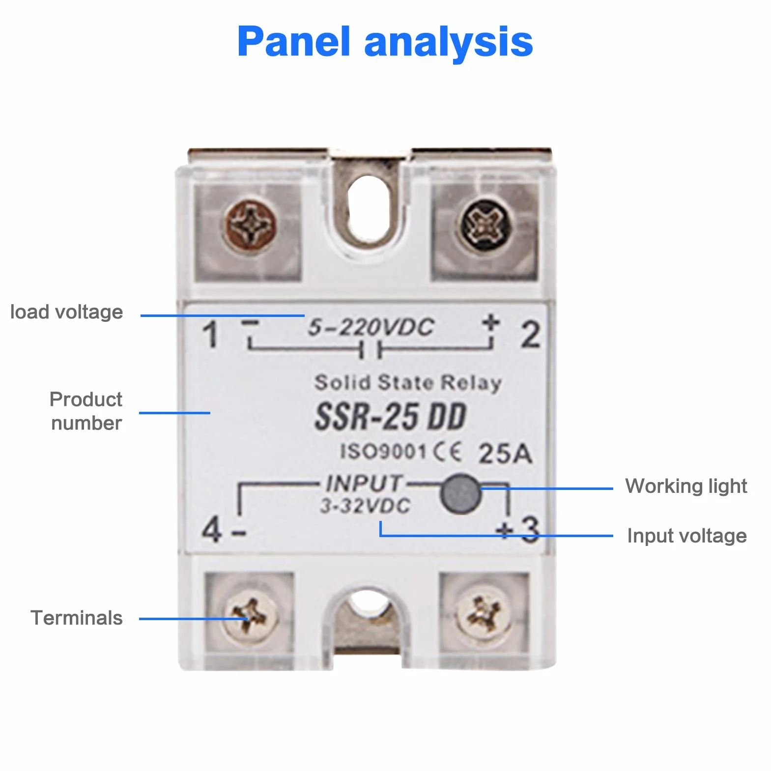 Jadeshay Relé de Estado Sólido,DC 5-220V SSR-25 DD 25A Módulo de Relé de Estado Sólido para Procesos de Automatización Industrial,Entrada 3-32V Salida 5-220V