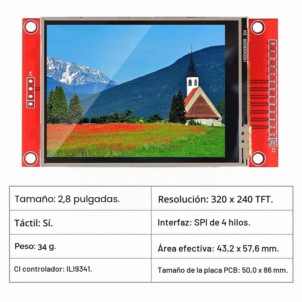 ARCELI Pantalla táctil LCD TFT de 2,8 Pulgadas, resolución 320x240, Controlador ILI9341, Interfaz SPI Compatible con Arduino y Raspberry Pi