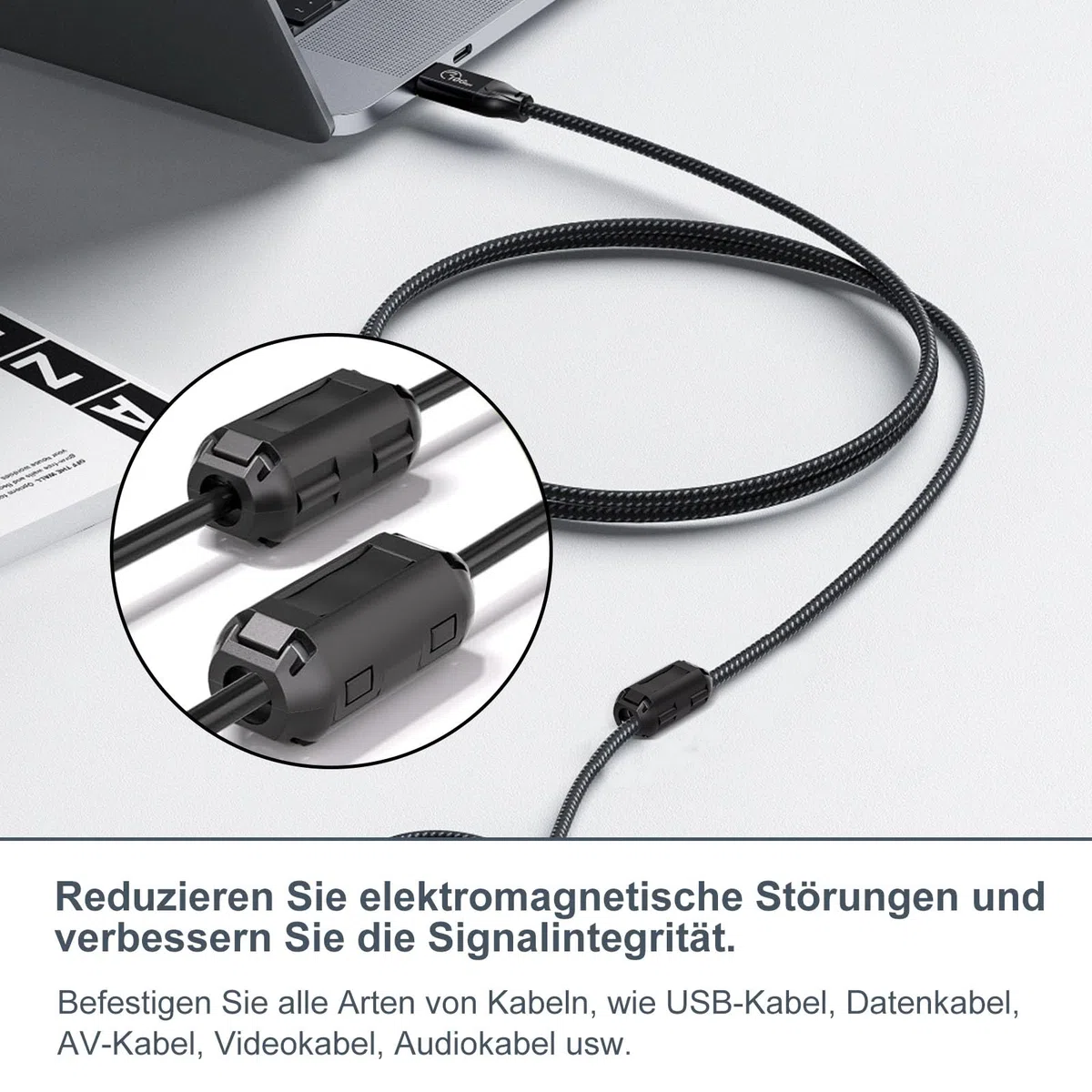 Núcleos de ferrita para cables, 30 piezas de núcleo de ferrita enganchable, supresor de ruido EMI con clip para cables de 3.5 mm, 5 mm, 7 mm de diámetro interior para cables USB, audio y video, y