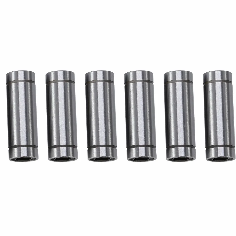 Akozon rodamiento de movimiento lineal 6pcs LM8LUU rodamiento de bolas de movimiento lineal largo para 8mm Rod 3D impresora CNC Parts