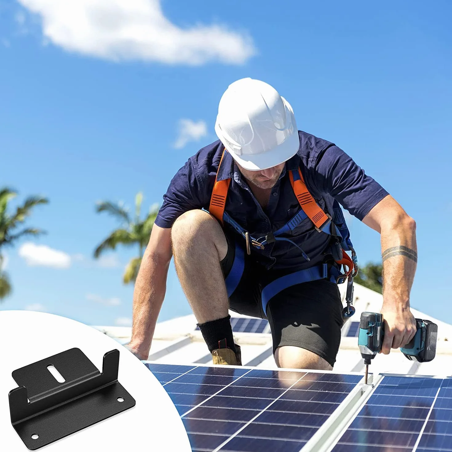 Soporte Z para módulo solar con tuercas/tornillos, soporte de montaje de panel solar para barco, autocaravana, caravana, soporte Z para montaje en techo, montaje de panel solar, 8 piezas negro