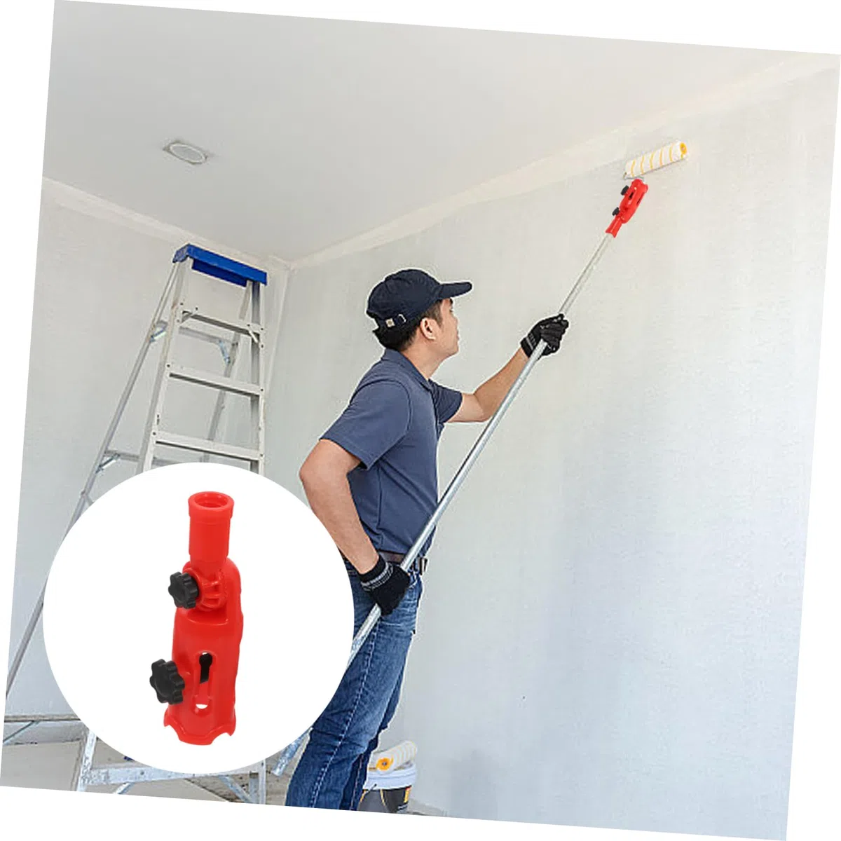 Soporte para Rodillo de Extensión Multiángulo con Cabezal Giratorio Compatible con Rodillos de para Esquinas y Instalación Rápida y