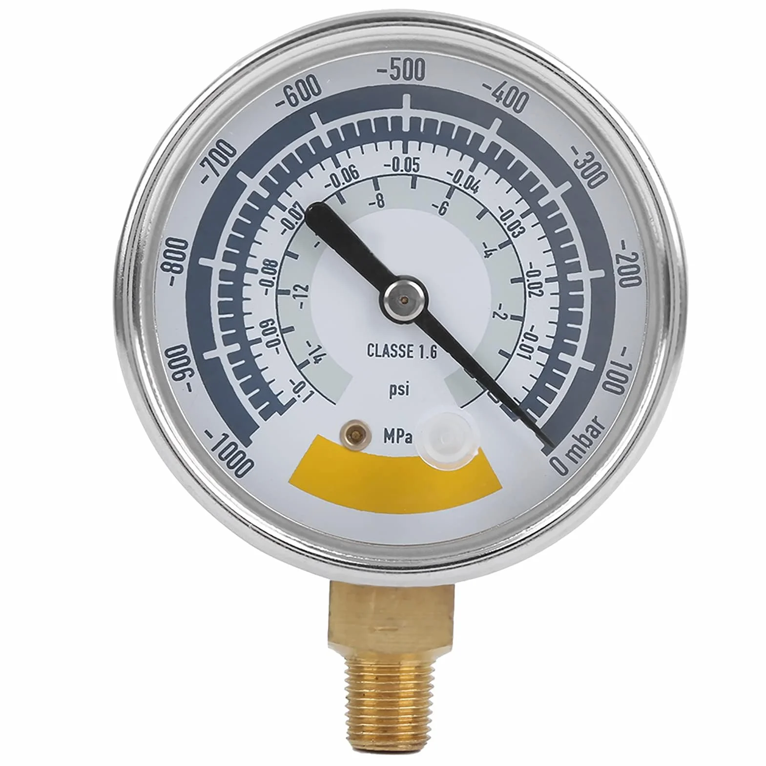 Ejoyous Manómetro Mecánico, Manómetro de Aire Preciso Instrumento para Bomba de Vacío 0-14 PSI NPT Conexión de 1/8 pulg. Manómetro Confiable para Medir la Presión del Aire para Bombas