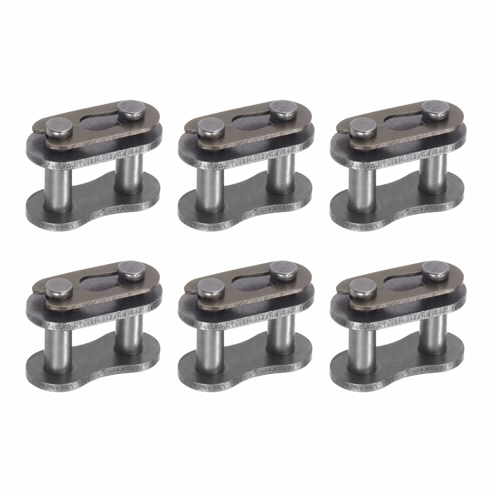 sourcing map 6 rodillos de enlace de conector maestro de cadena, acero al carbono de paso de 1,27 cm, eslabones divididos de conexión estándar para cadena 08B