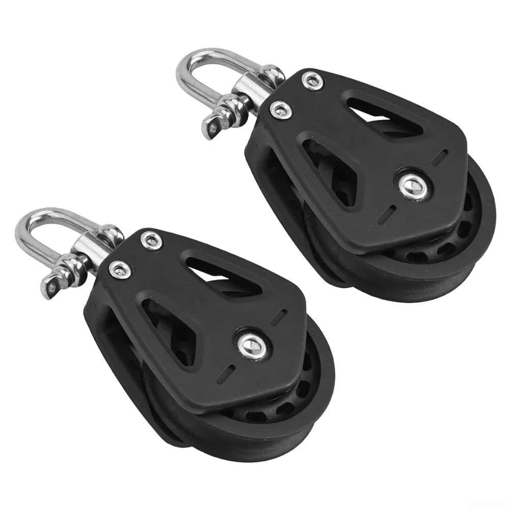 2 Poleas de nailon de alta resistencia, polea única, accesorios marinos giratorios, capacidad de carga de 460 kg, cuerda de 10 mm
