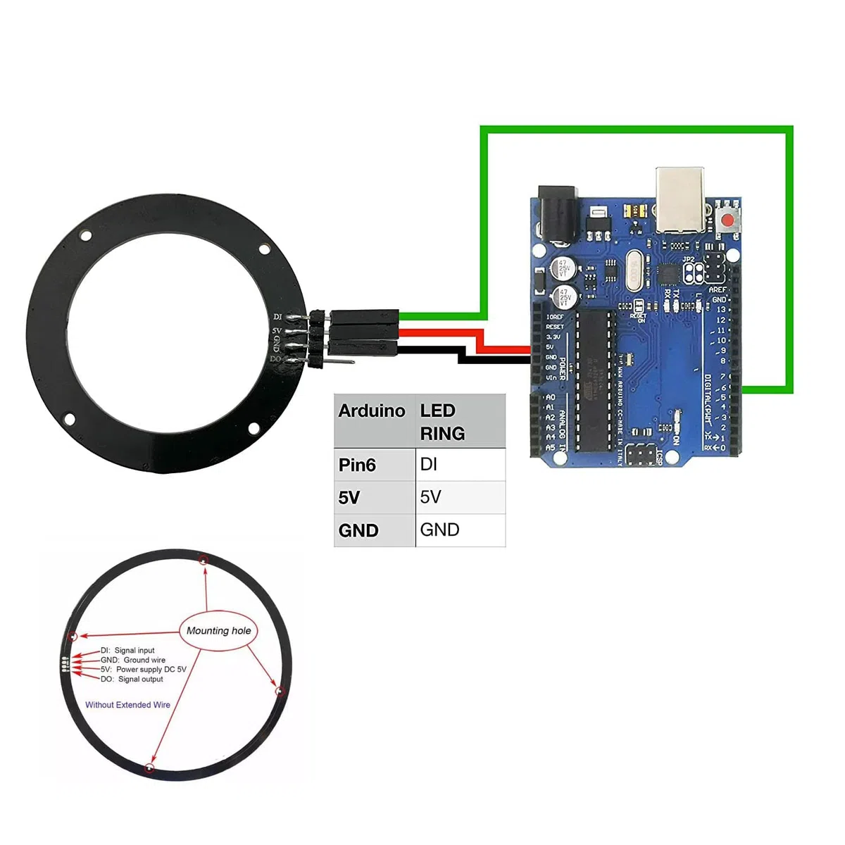8 anillos LED RGB 8 x WS2812 5050 a todo color con controladores integrados de 8 puntas para Arduino Raspberry Pi ESP8266 Nodemcu DC5V