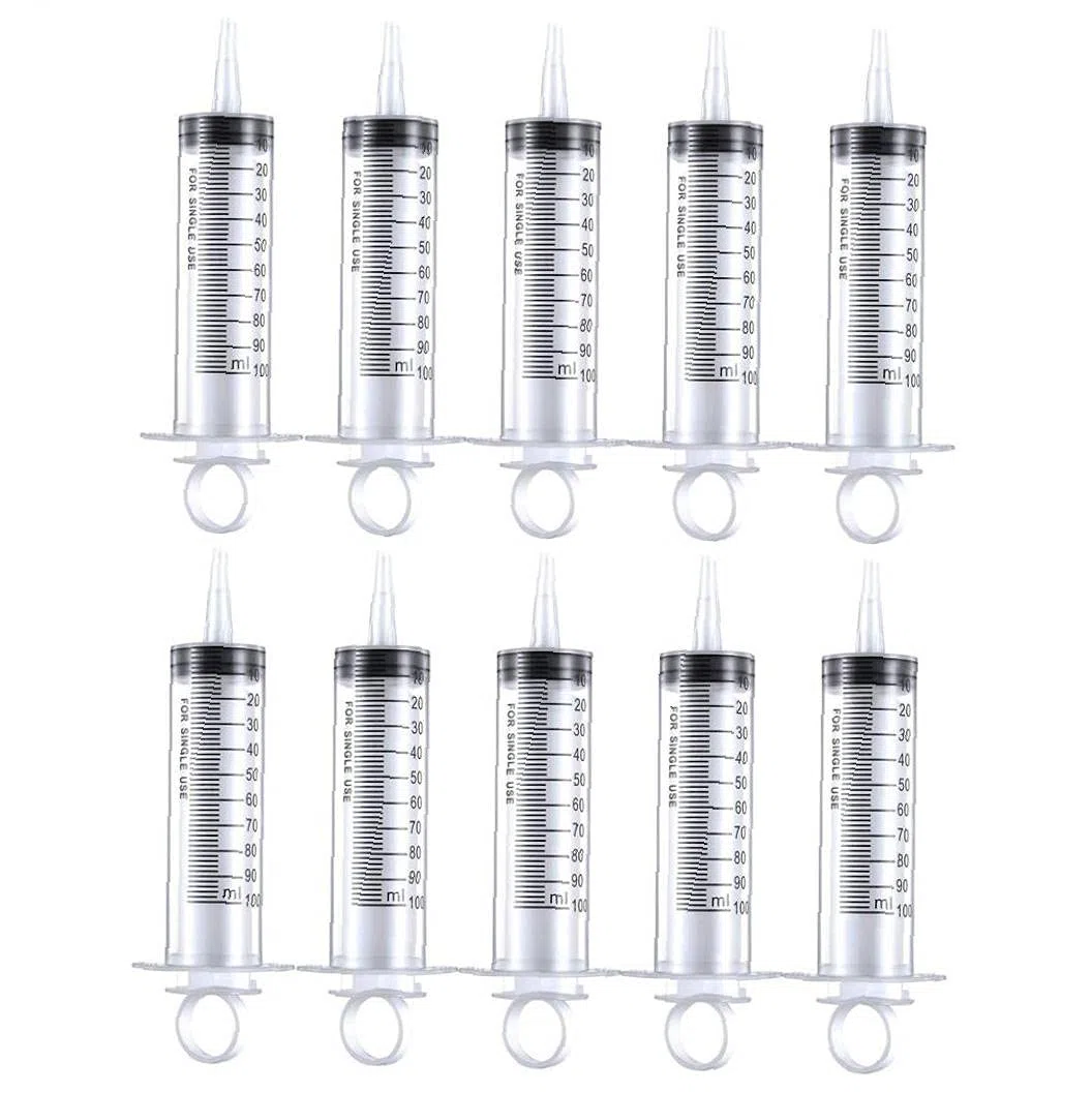 100 ml Jeringa de plástico para medir líquidos experimentos de laboratorio Herramienta de dispensación Jeringa 10PCS
