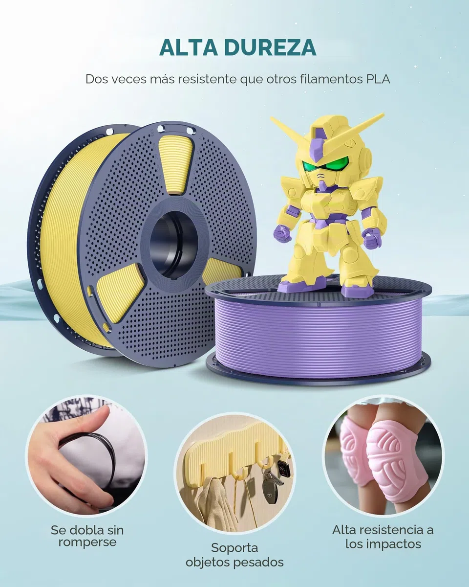 SUNLU Macaron PLA Meta Filamento, 1KG PLA 3D Impresora Filamento 1,75mm, Más Resistente, Precisión Dimensional +/- 0.02mm, Compatible con Impresoras FDM, Carrete de 1KG, Verde Oliva