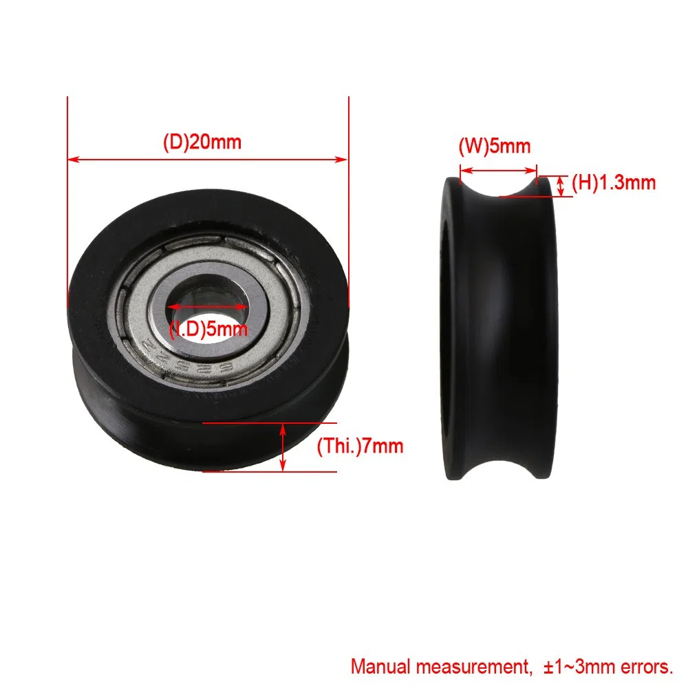 20x5x7mm 625ZZ tipo U gu¨ªa de rodamiento de bolitas ruedas polea rodillo de carga 63KG para la ventana de la puerta gabinete paquete de impresora de 4
