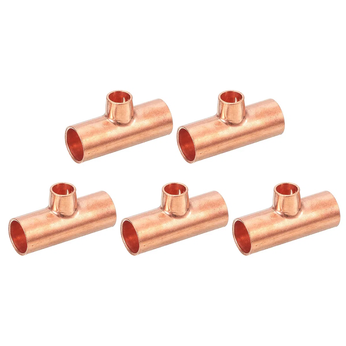 QUARKZMAN 3/8 Pulgadas x 1/4 Pulgadas x 3/8 Pulgadas Reducción de T de Cobre Conector de Tubería de Presión de Cobre para Suministro de Fontanería y Refrigeración 5 Piezas