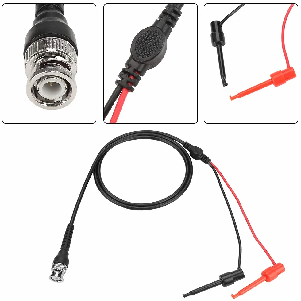 Cable coaxial, 2Pcs BNC a Prueba Doble Gancho sonda Osciloscopio Cable de máquina Cable de Prueba Cables coaxiales utilizados para osciloscopio con Interfaz BNC