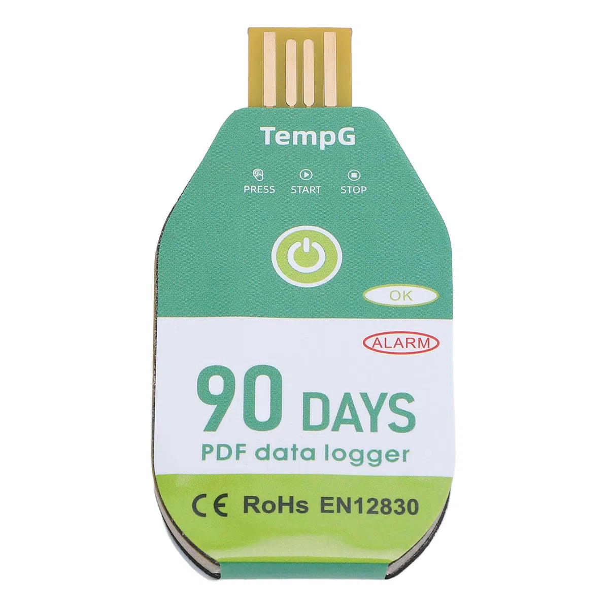 Logger de Datos de Temperatura de 1 Pueblo, Registrador de Temperatura Desechable USB con 18000 Puntos, PDF Informa una Alta Precisión de Solo Uso IP67 Resistente Al Agua para el (60 días) (90 días)