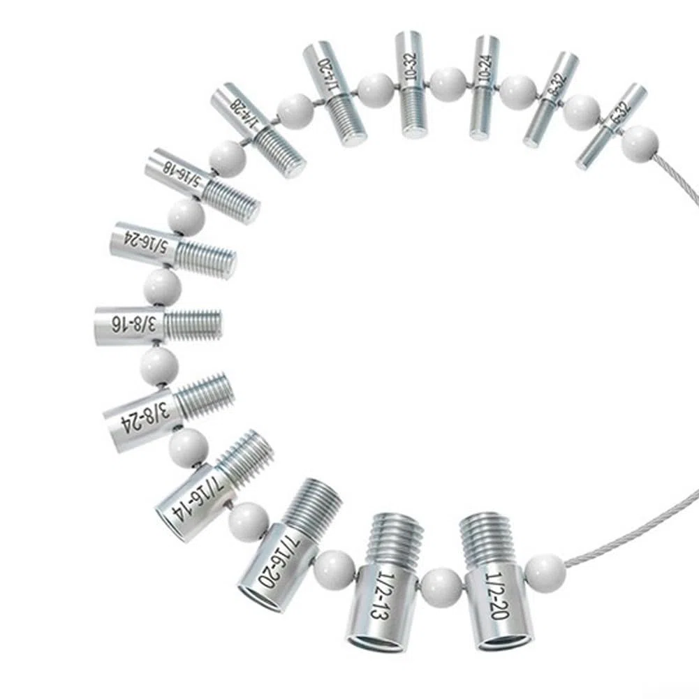 Juego de medidores de rosca de 26 piezas para identificación de tamaño de tuerca y perno | Métrico y para comprobador de rosca imperial | Kit de calibre de paso de tornillo de acero al carbono para