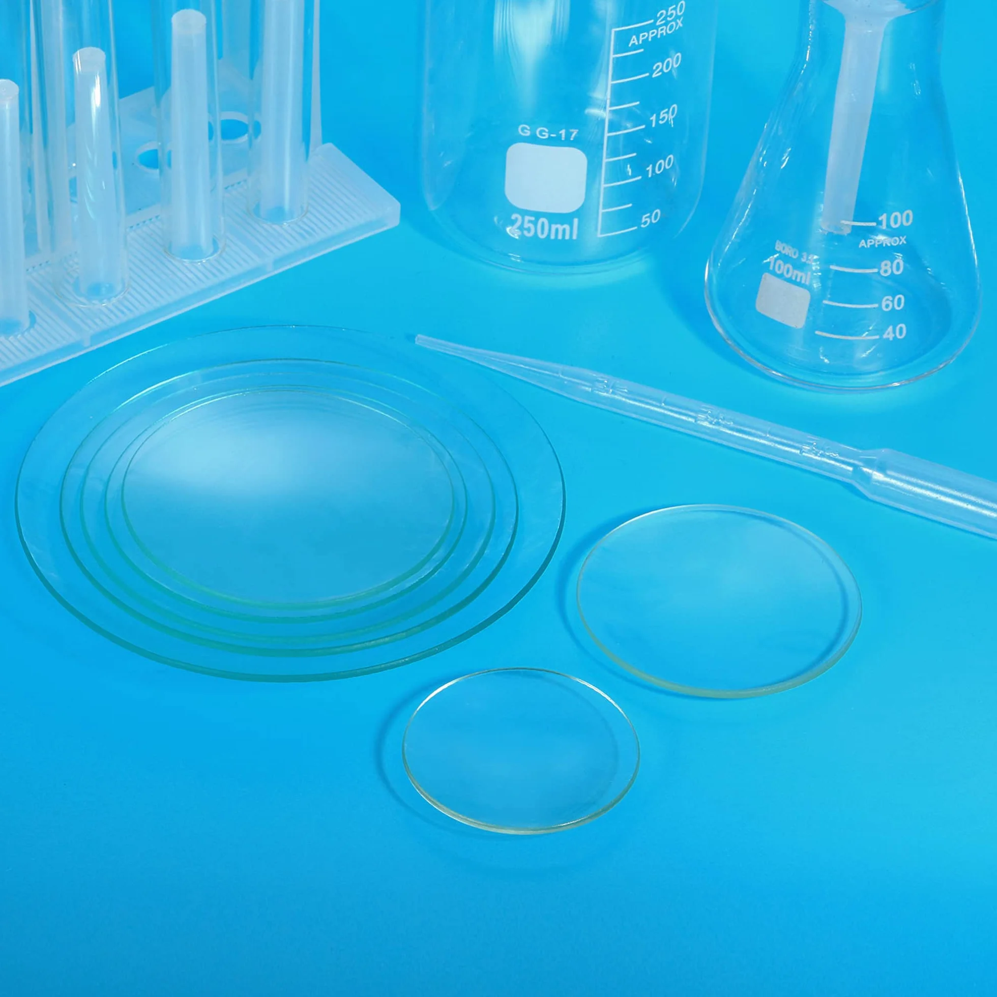 PATIKIL 50mm Diámetro Reloj Cristal, 6 Paquetes Precipitados Vaso Cubierta Liso Bordes Biselado Arco para Laboratorio, Transparente