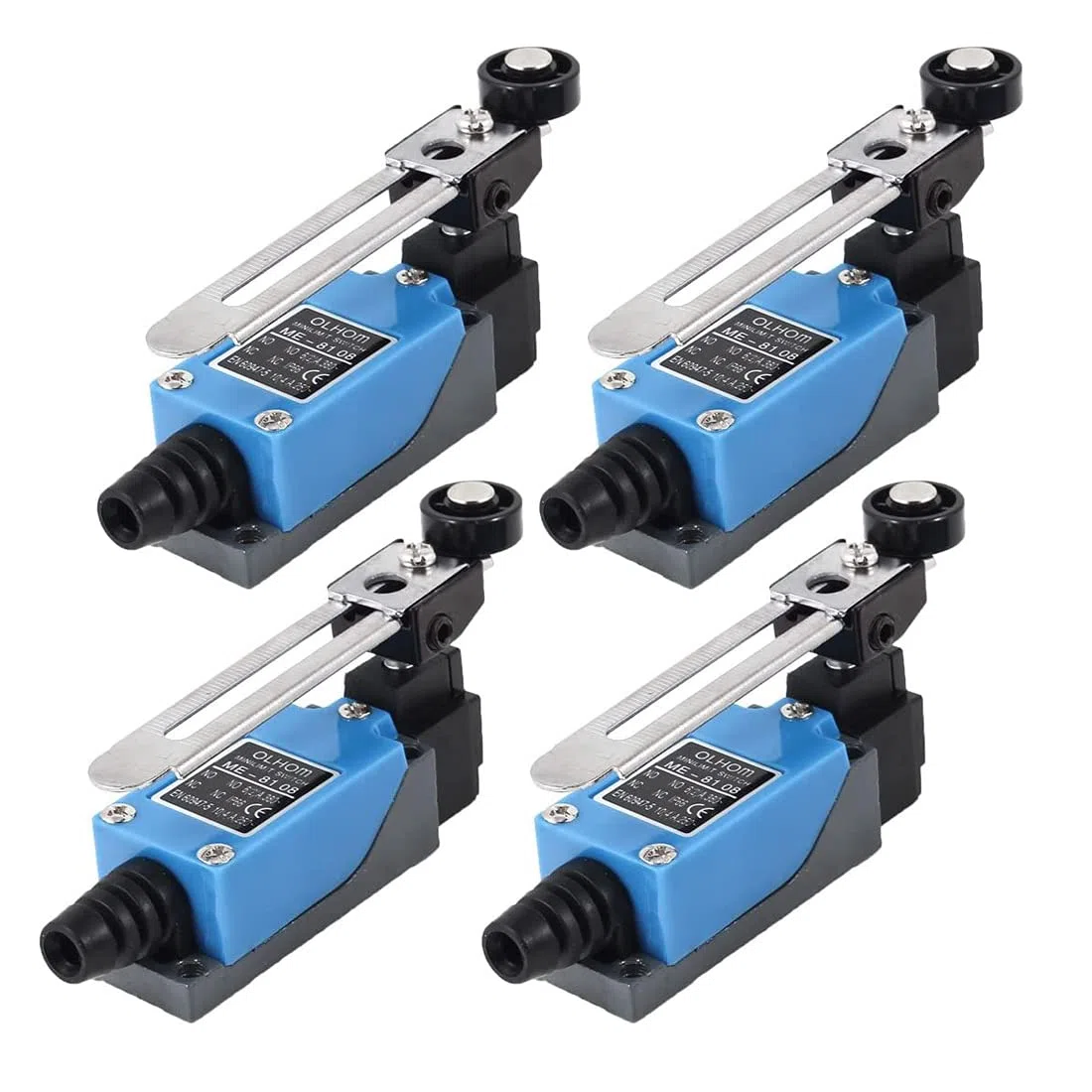 GUUZI 4 piezas Interruptor de Límite Momentáneo ME-8108 Brazo de Palanca de Rodillo Ajustable NC-NO CNC Mill Router Laser Plasma Compatible con Ar-duino 0~250V/5A