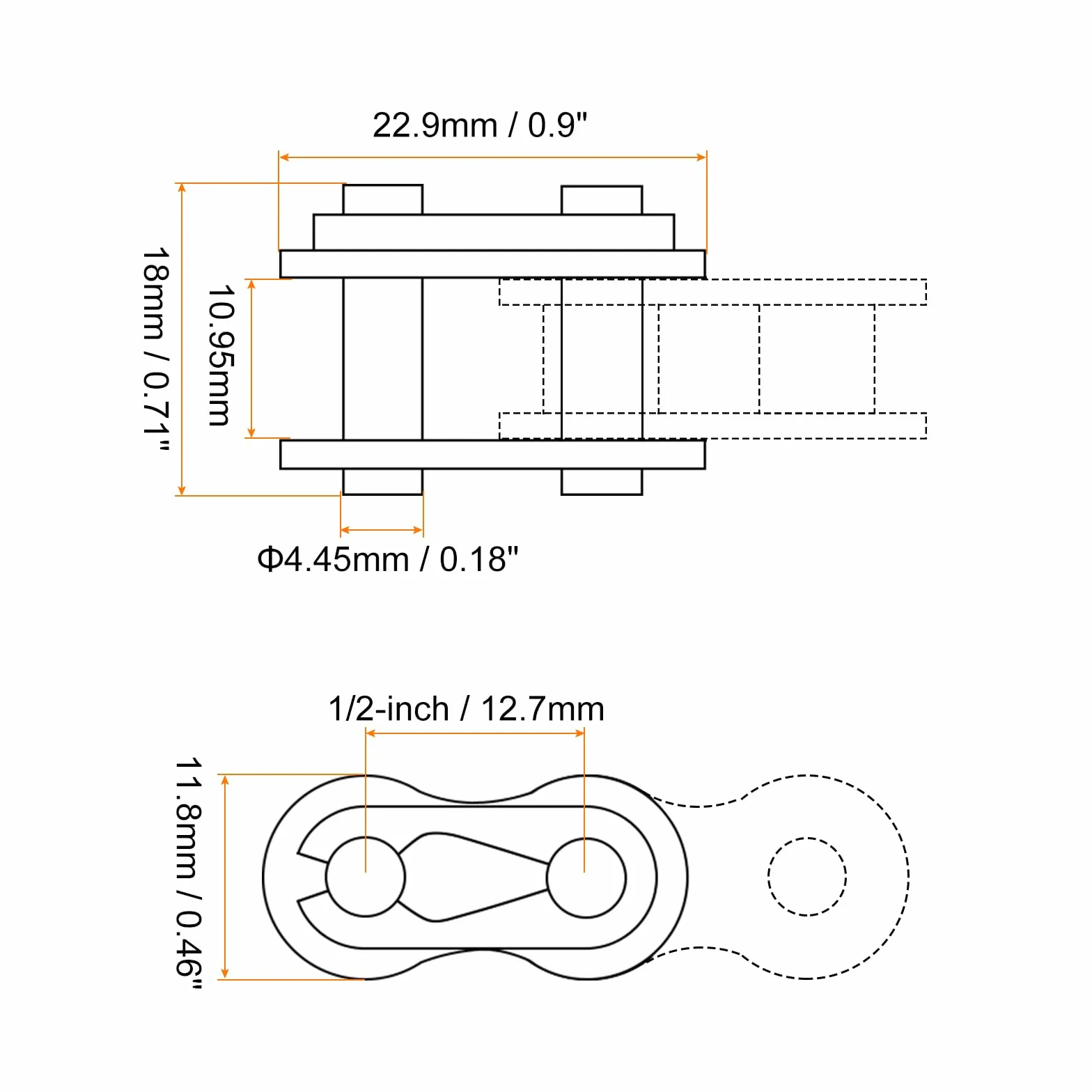 sourcing map 16uds Cadena Maestro Conector Enlace Rodillo, 1/2" Paso Carbono Acero, Estándar Conexión Dividir Enlaces para 08B Cadena