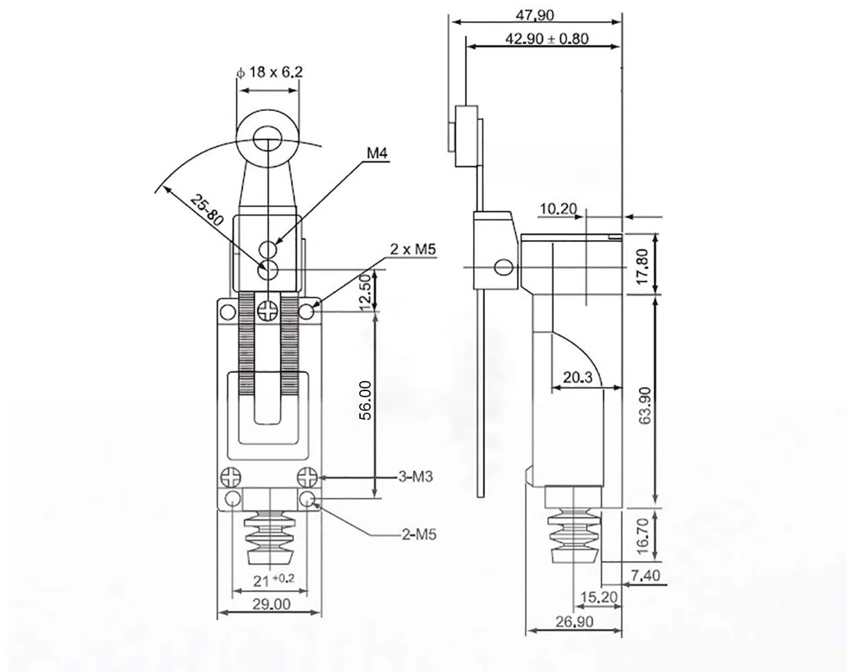 GUUZI 4 piezas Interruptor de Límite Momentáneo ME-8108 Brazo de Palanca de Rodillo Ajustable NC-NO CNC Mill Router Laser Plasma Compatible con Ar-duino 0~250V/5A