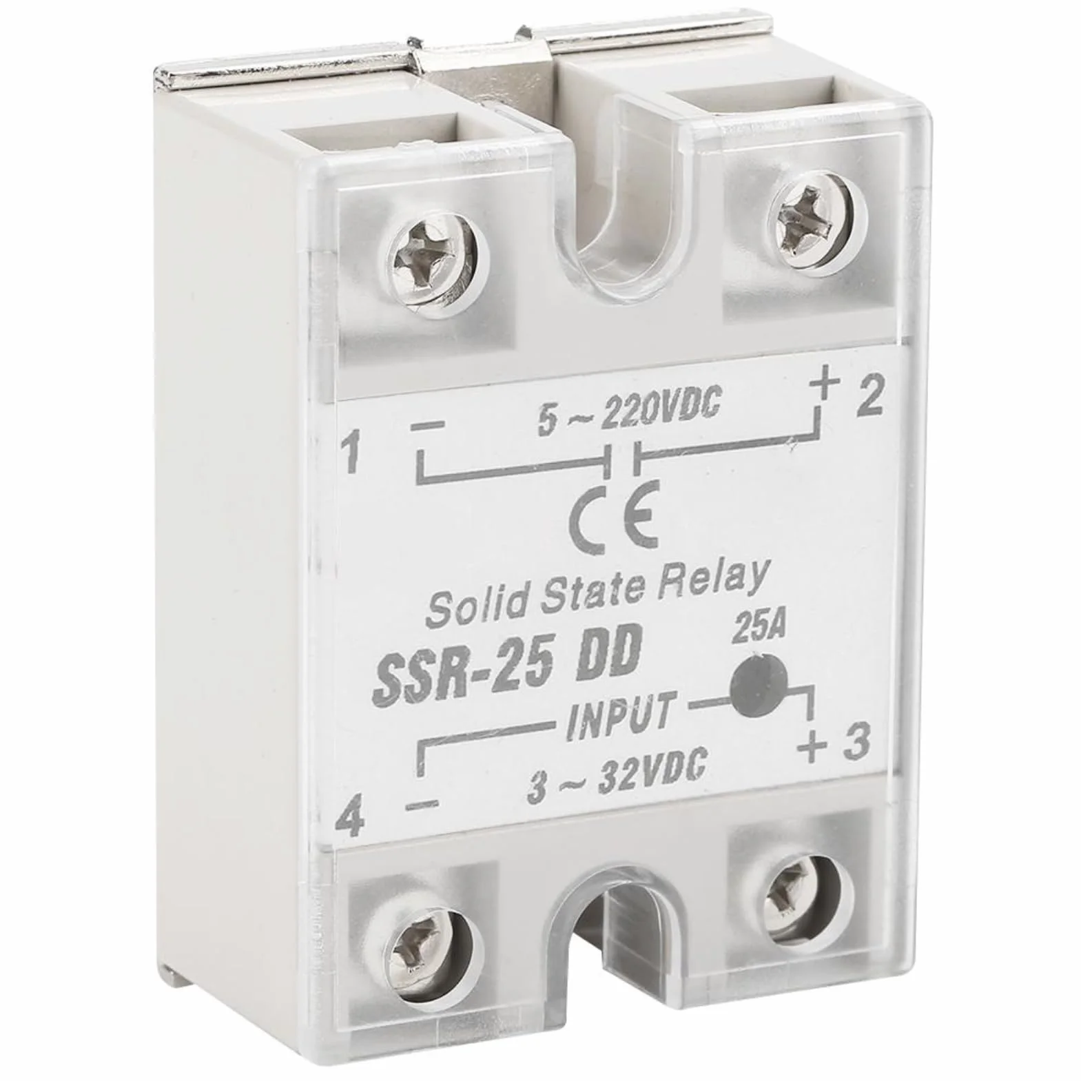 Jadeshay Relé de Estado Sólido,DC 5-220V SSR-25 DD 25A Módulo de Relé de Estado Sólido para Procesos de Automatización Industrial,Entrada 3-32V Salida 5-220V
