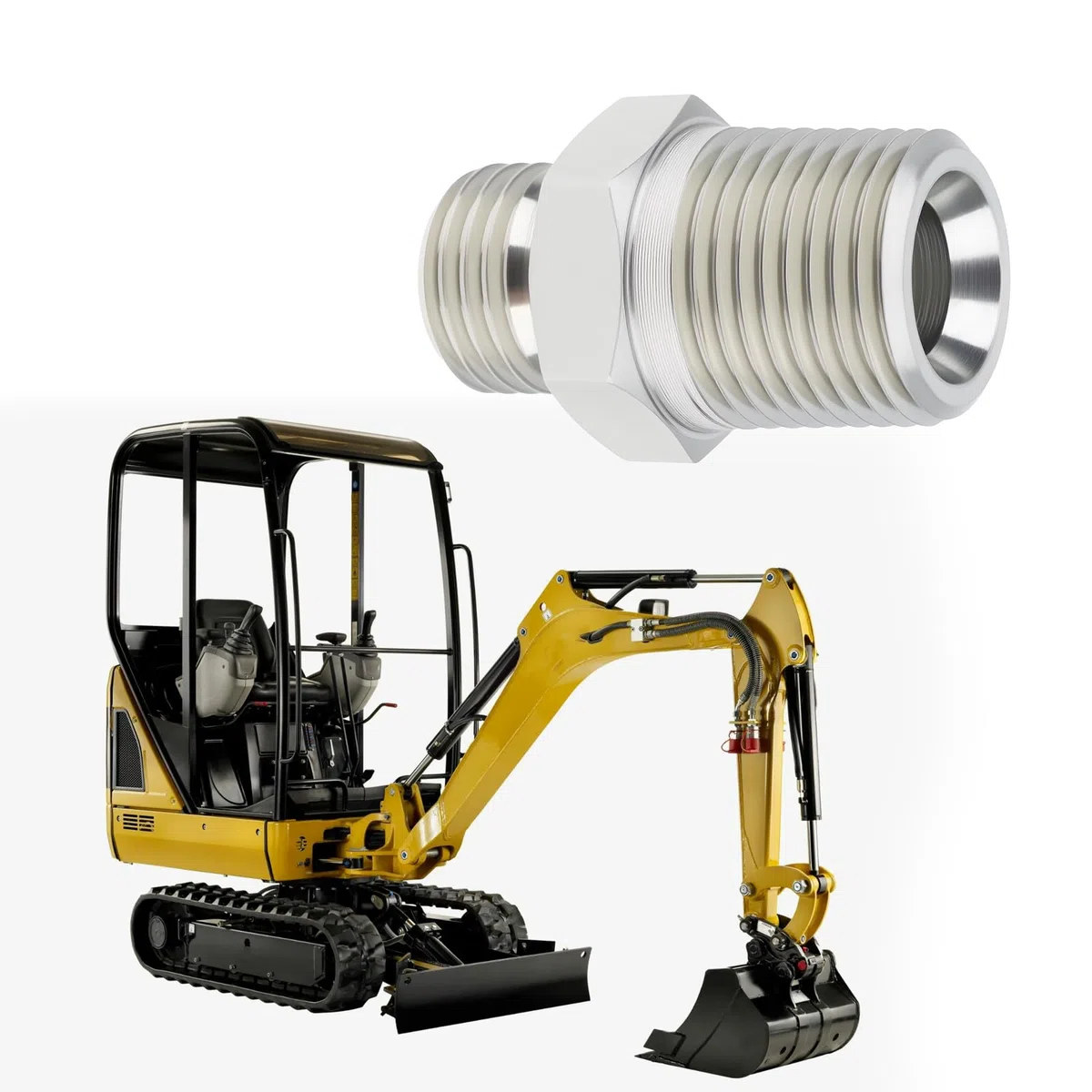 ECSiNG Adaptador Hidráulico de Acero Al Carbono M14 A 3/8 NPT de 2 Piezas para Sistemas Hidráulicos de Miniexcavadoras.