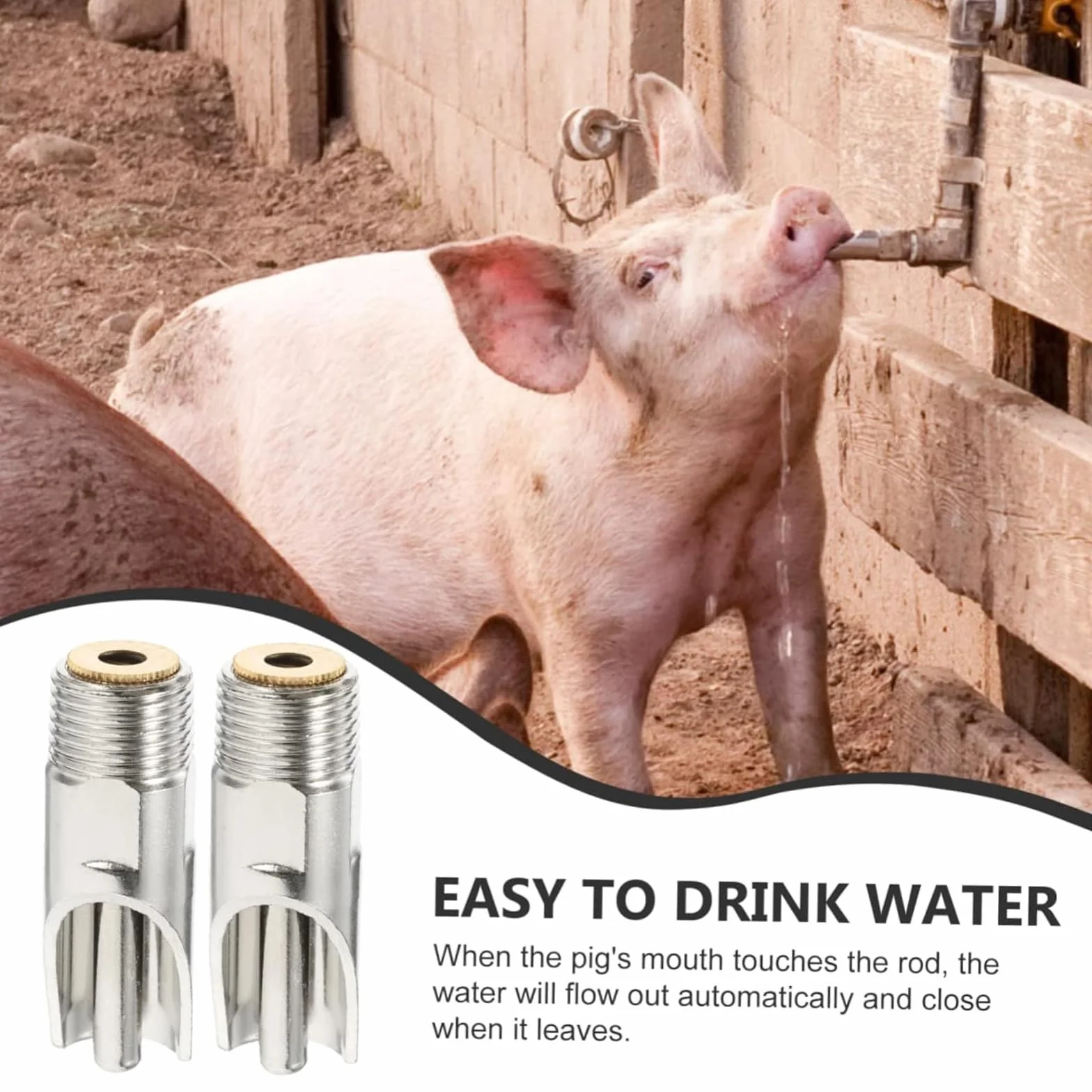 Bebedero Cerdos Automático, 5 Piezas Tetina de Cerdo Automático para Cerdos, Perros, Cochinillos, Bovinos, Acero Inoxidable