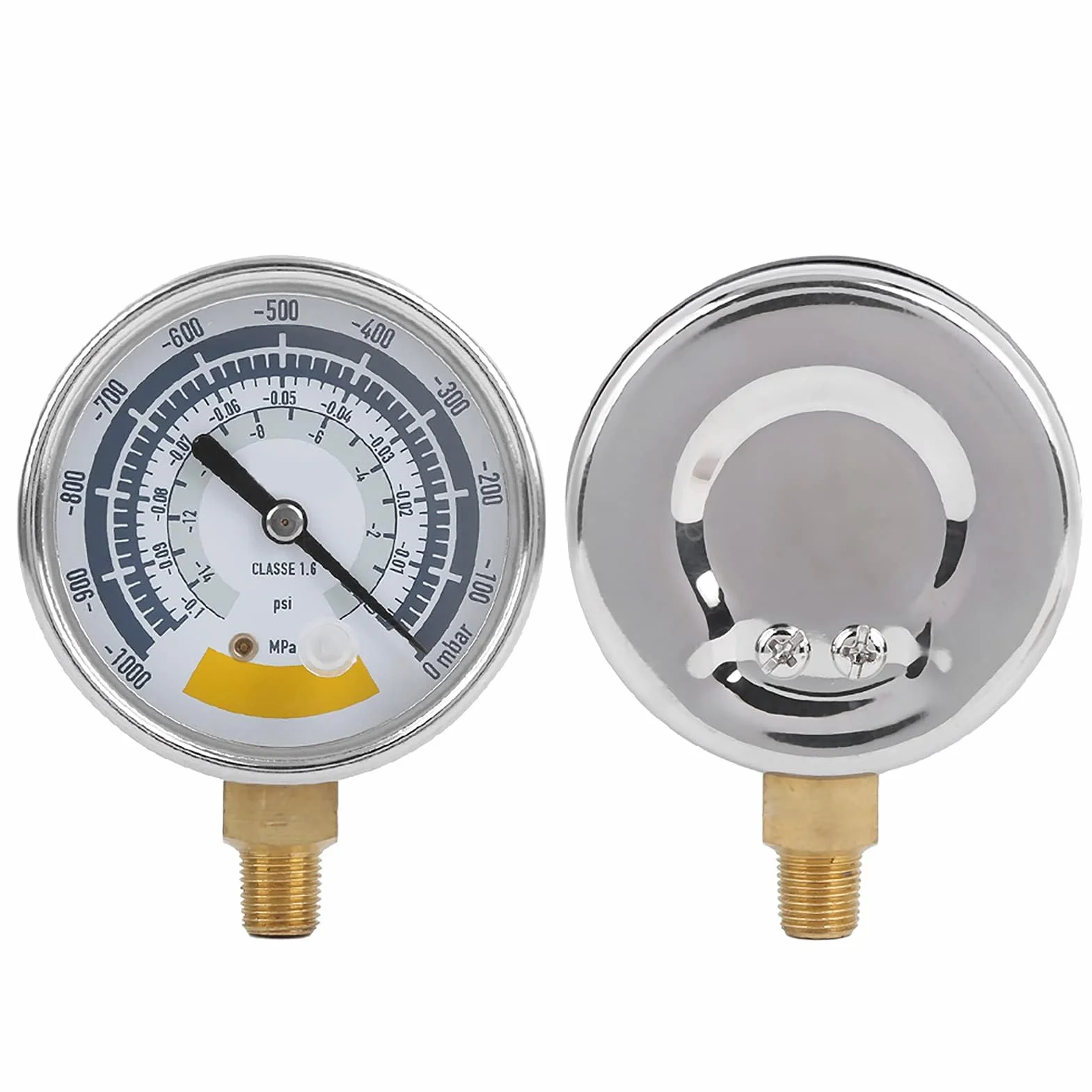 Ejoyous Manómetro Mecánico, Manómetro de Aire Preciso Instrumento para Bomba de Vacío 0-14 PSI NPT Conexión de 1/8 pulg. Manómetro Confiable para Medir la Presión del Aire para Bombas
