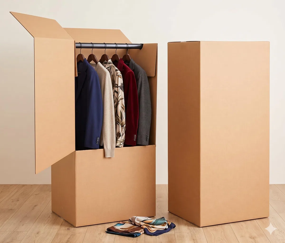 1 pieza para las cajas de armario de cartón doble onda para el transporte de ropa 60 X 60 X 120 cm