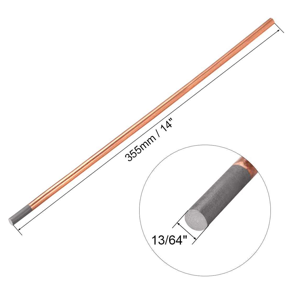 sourcing map Electrodos Revestido de Cobre de Varillas de Carbono 13/64 "3 PCS