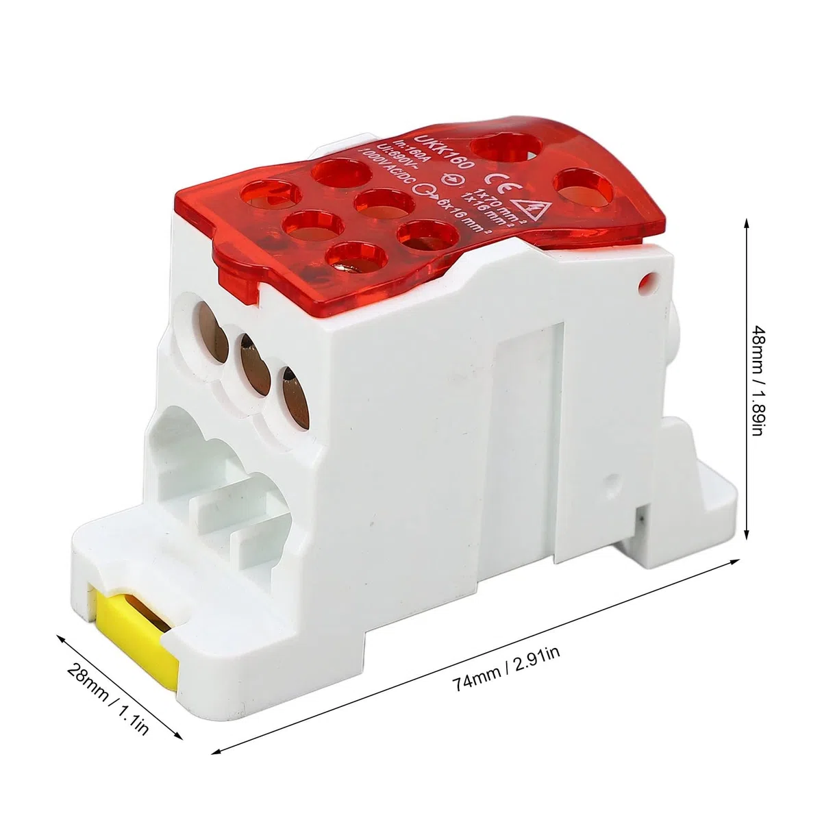 Caja de Distribución de Bloque UKK-160A, Caja de Distribución del Bloque de Terminales, Caja de Conexiones Unipolar Tipo Carril C45, para Gabinetes de DistribucióN de EnergíA y Varios Gabinetes(Rojo)
