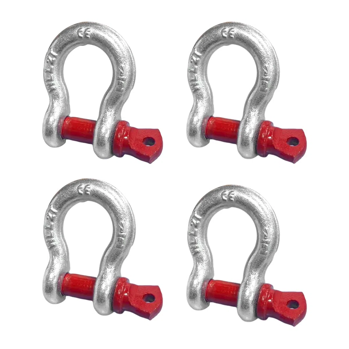 4 Piezas Grilletes 2t Grillete de Acero Cargas con Perno Ocular | Acero Galvanizado en Caliente | Grillete para Remolcar, Arrastrar y Recuperar Vehículo (WLL: 2,0 t)