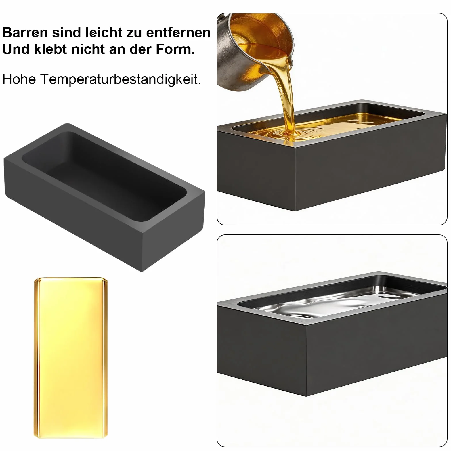 Coquilla de grafito de alta pureza Forma de barra de grafito Oro Plata Aluminio Cobre Latón Zinc-plomo Molde de fundición de metal Paquete de 1 kg