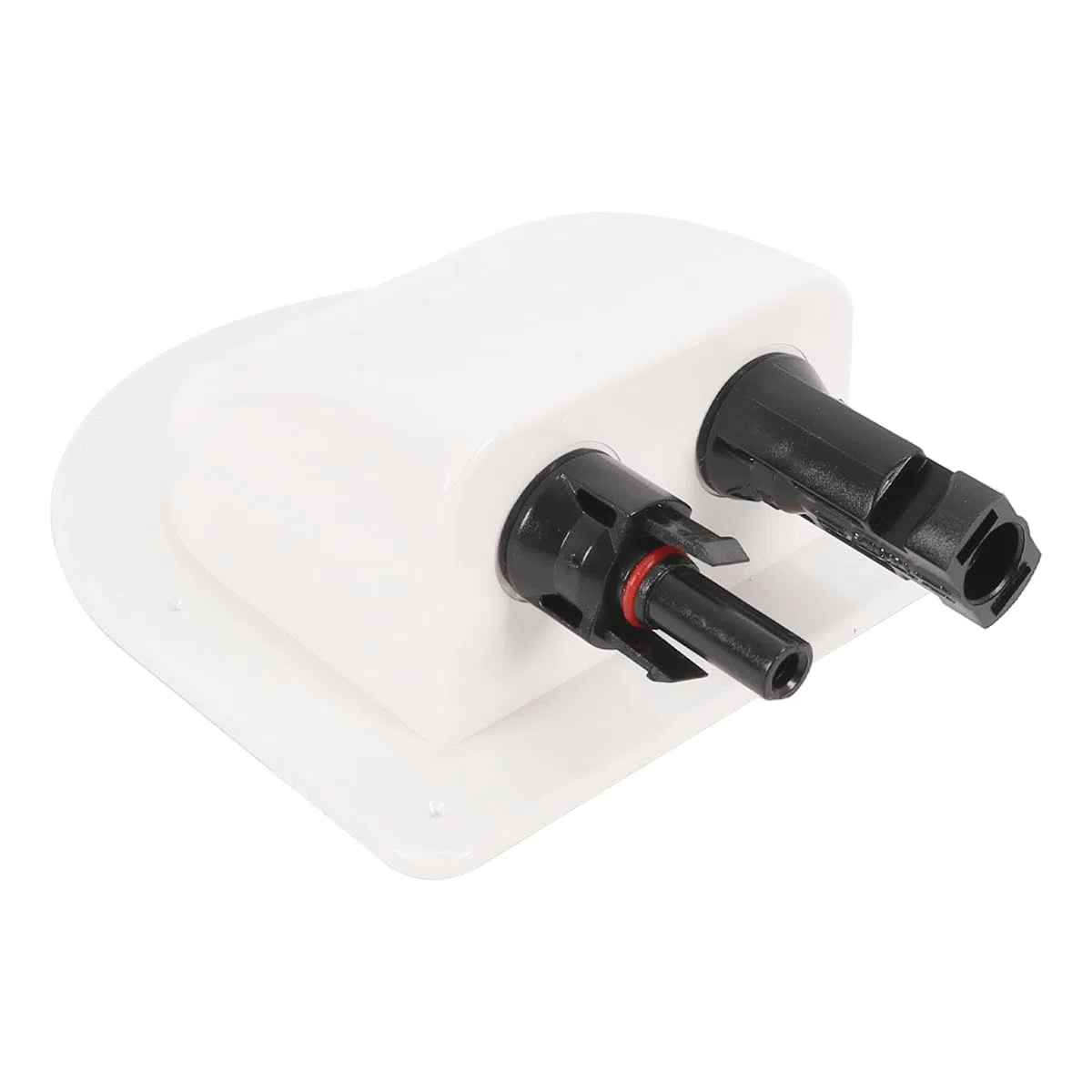 Caja de conexiones de cable doble curvado para entrada de energía solar con enchufes y tomas fotovoltaicas. Soporte para placa solar de ABS impermeable.