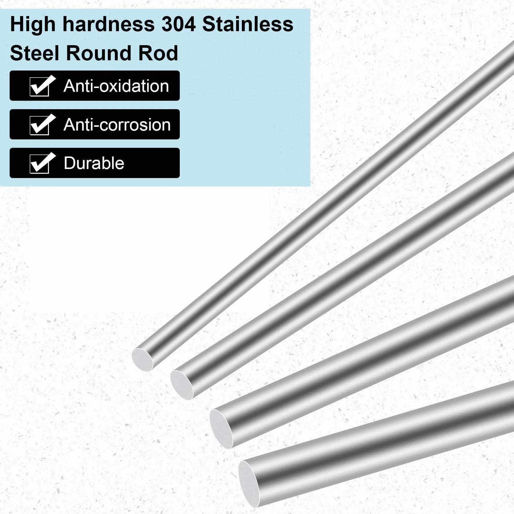 Varilla de acero inoxidable 304, 10 mm x 350 mm (diámetro x longitud) de acero inoxidable macizo para el mecanizado, manualidades (1 unidad)