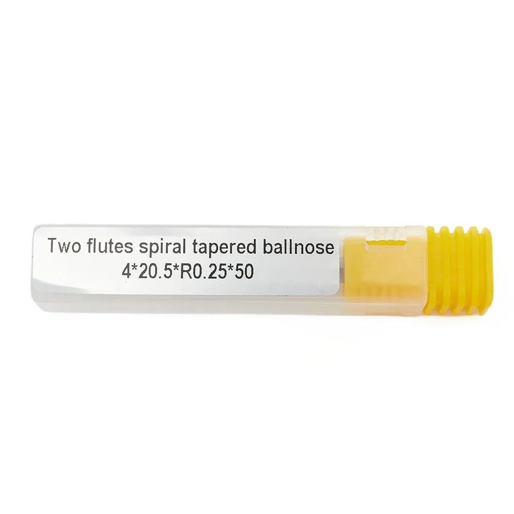 SPORTARC Fresa de punta de bola cónica, fresa de carburo, broca de enrutador CNC, radio de 0,25 mm, vástago de 4 mm, revestimiento de TiAlN para acero inoxidable, aluminio