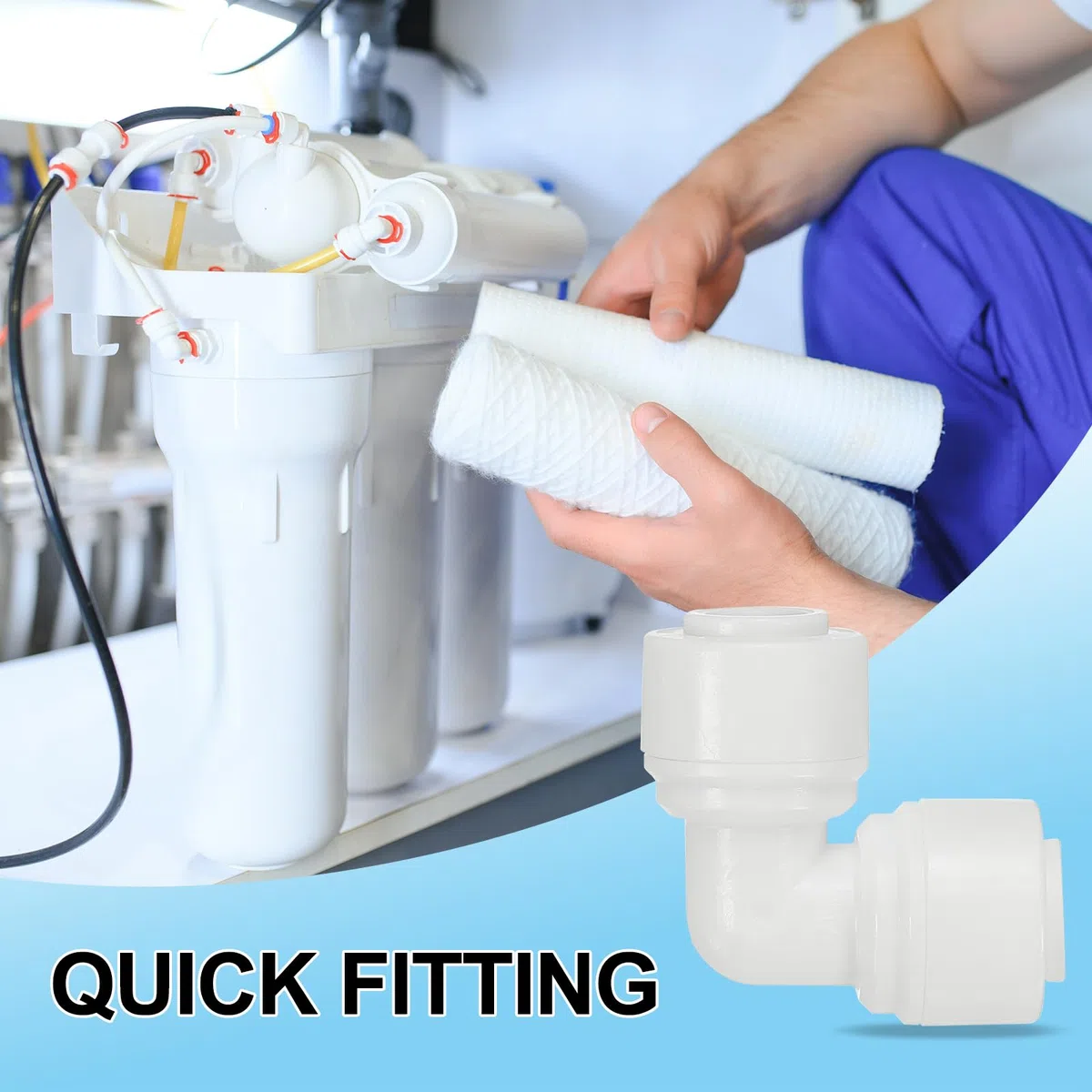 PATIKIL 15pcs Conector de Codo para Agua Purificador, Conexión Rápida Adaptador para Filtro Tubo, 1/4" a 1/4" para Tubos Manguera Fontanería Sistema RO/DI Ósmosis Inversa Frigorífico