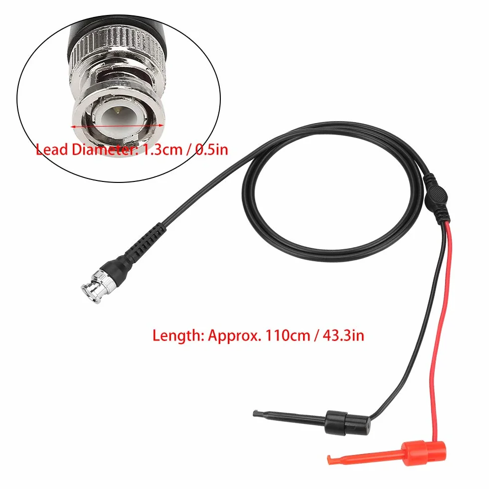 Cable coaxial, 2Pcs BNC a Prueba Doble Gancho sonda Osciloscopio Cable de máquina Cable de Prueba Cables coaxiales utilizados para osciloscopio con Interfaz BNC
