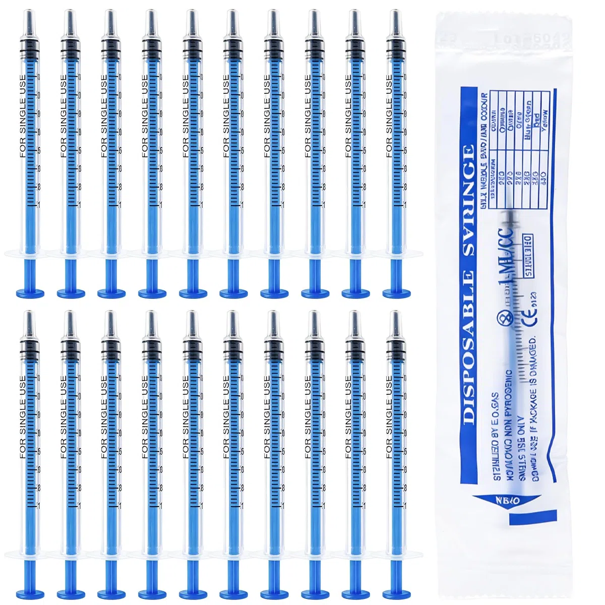 200 jeringas de 1 ml, jeringa de calostro, jeringas de plástico con tapas, embalaje individual, jeringas sin agujas, embalaje individual para alimentación científica de mascotas, laboratorios, riego