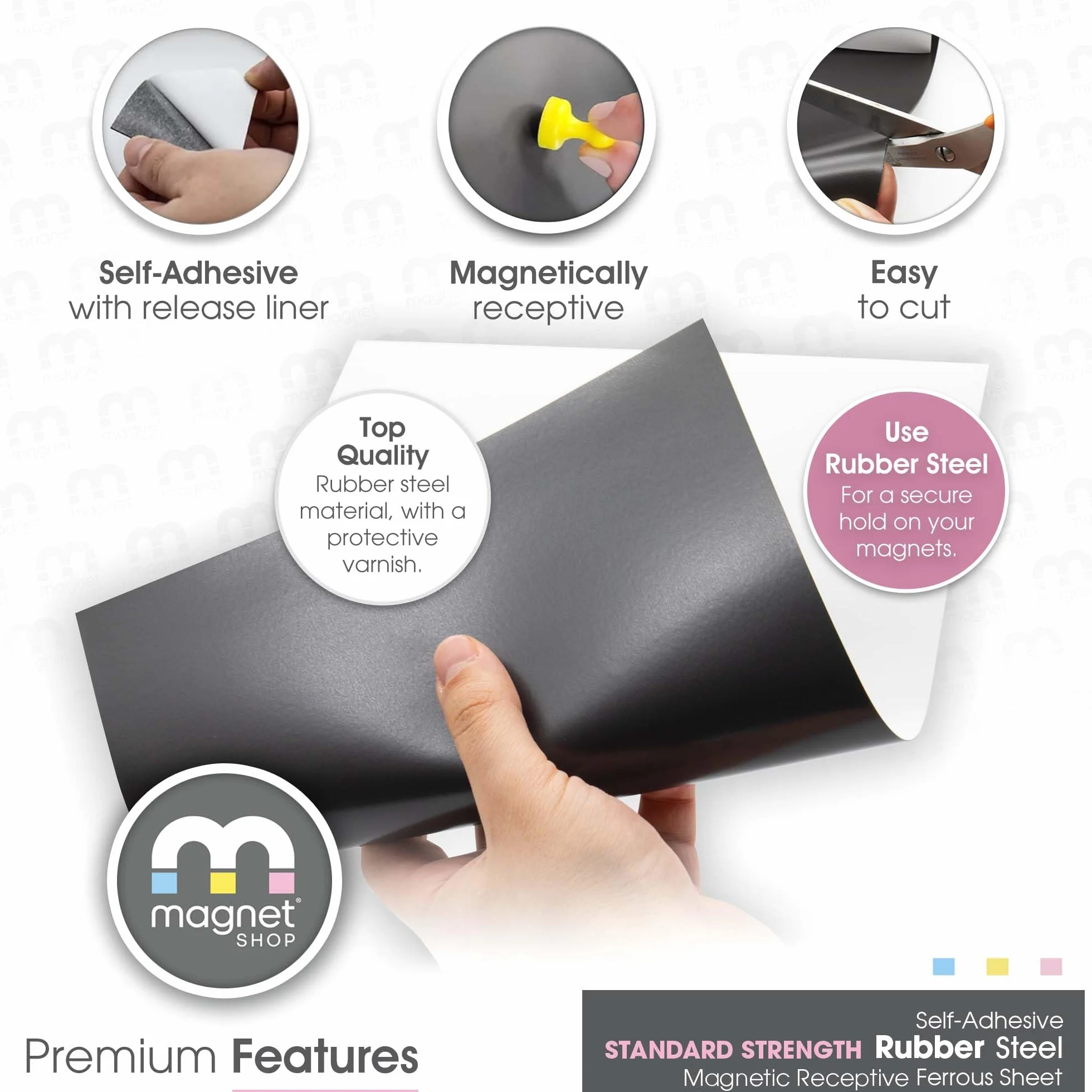 Autoadhesivo Caucho Acero FERRITA férrico Folio / Rollo Para Magnético Movimiento Bandejas y imán pantallas - 2 x A4 Sheet (297 x 210mm)