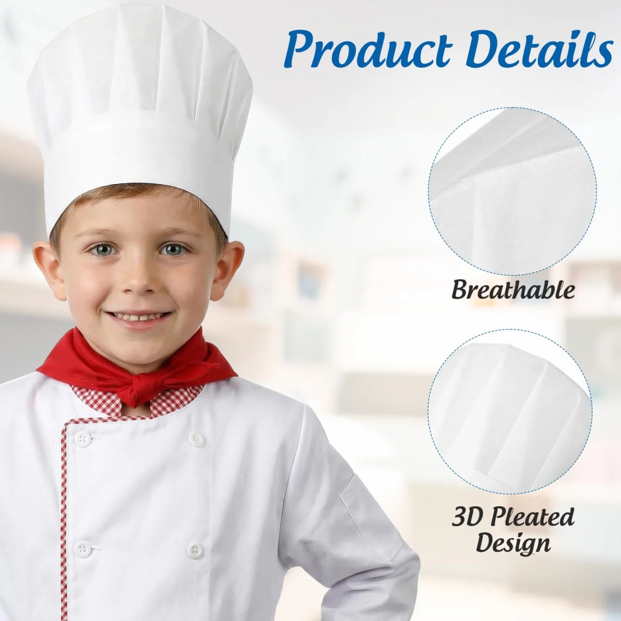 20 Piezas Gorros de Chef de Papel para Niños: Gorra de Cocina Desechable en Tela No Tejida - Sombrero para Hornear, Fiestas, Hogar, Cocina y Escuela