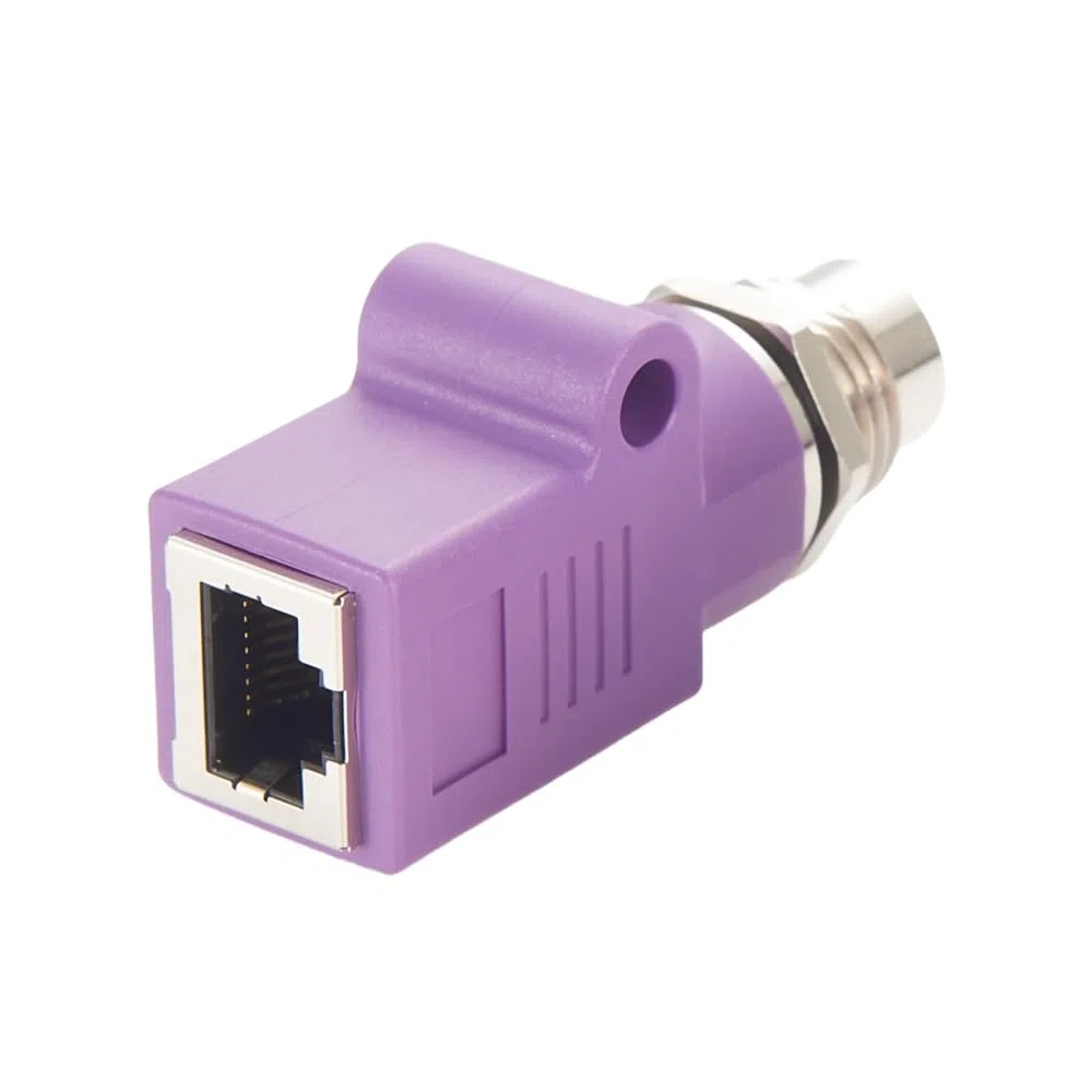 Conector M12 de 4 pines D a RJ45 hembra Profinet M12 a RJ45 para montaje en panel, adaptador de mamparo impermeable, conector circular industrial para automatización industrial (M12 hembra a RJ45