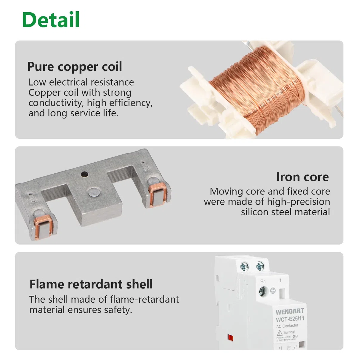 Wengart Contactor CC doméstico WCT-E25, 25A, 1NO1NC_DC24V, solución perfecta sin ruido para aplicaciones CC, optimizada para el control inteligente del sistema