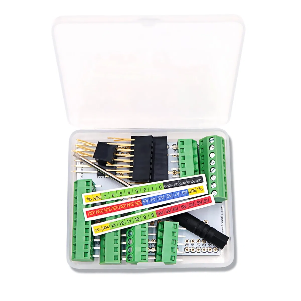 Treedix Tornillo abrazadera sombrero bloque Breakout Módulo Set para Arduino UNO R3, conector de zócalo de cuerno, placa de expansión para Arduino