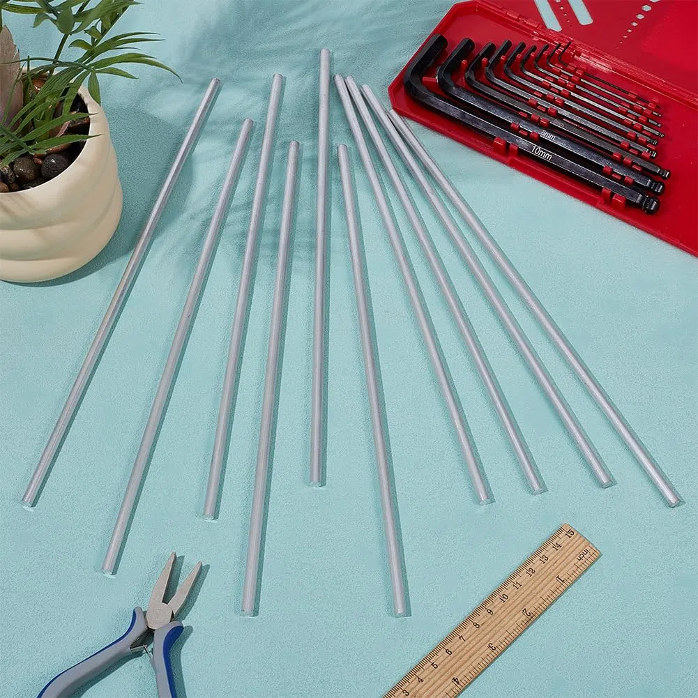 BENECREAT 20 barras redondas de aluminio 6061, 30 cm de largo x 6 mm de diámetro, barra de metal redonda para uso industrial, procesamiento de metal y bricolaje (acabado platino)