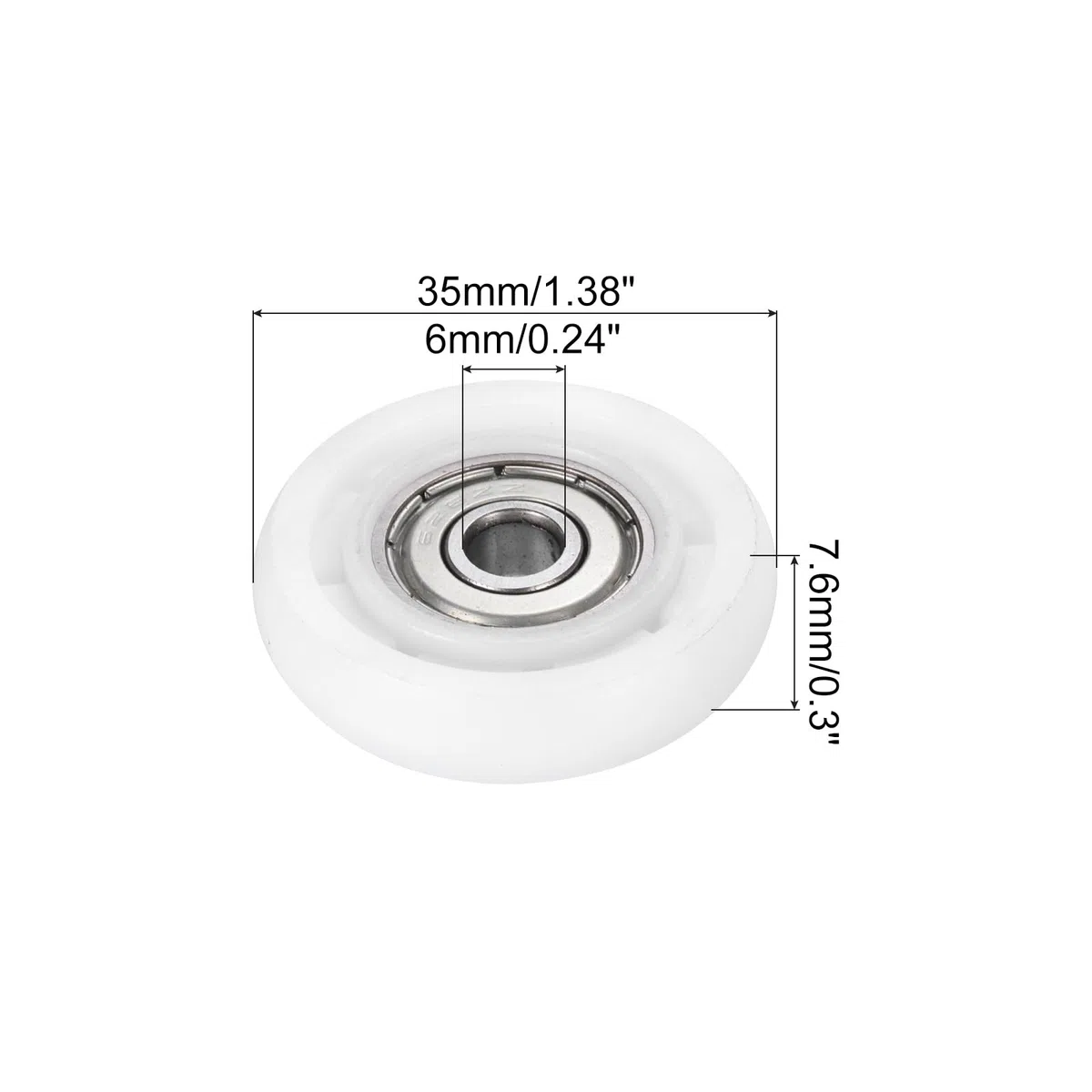 PATIKIL Nylon Polea Rueda 6x35x7.6mmmm, 4 Paquete 626zz Rodamiento Deslizante Transportador Rodillo Rueda para Puerta Ventana Cajón Herraje Conducción Mecánico Equipo, Blanco