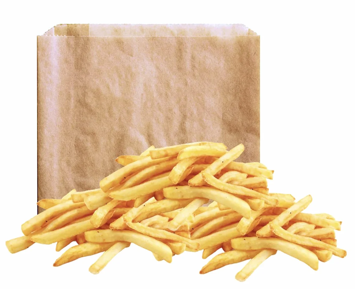 Bolsas de papel kraft antigrasa para Patatas fritas, fritos, cookies 12x 12 cm (250 uds)