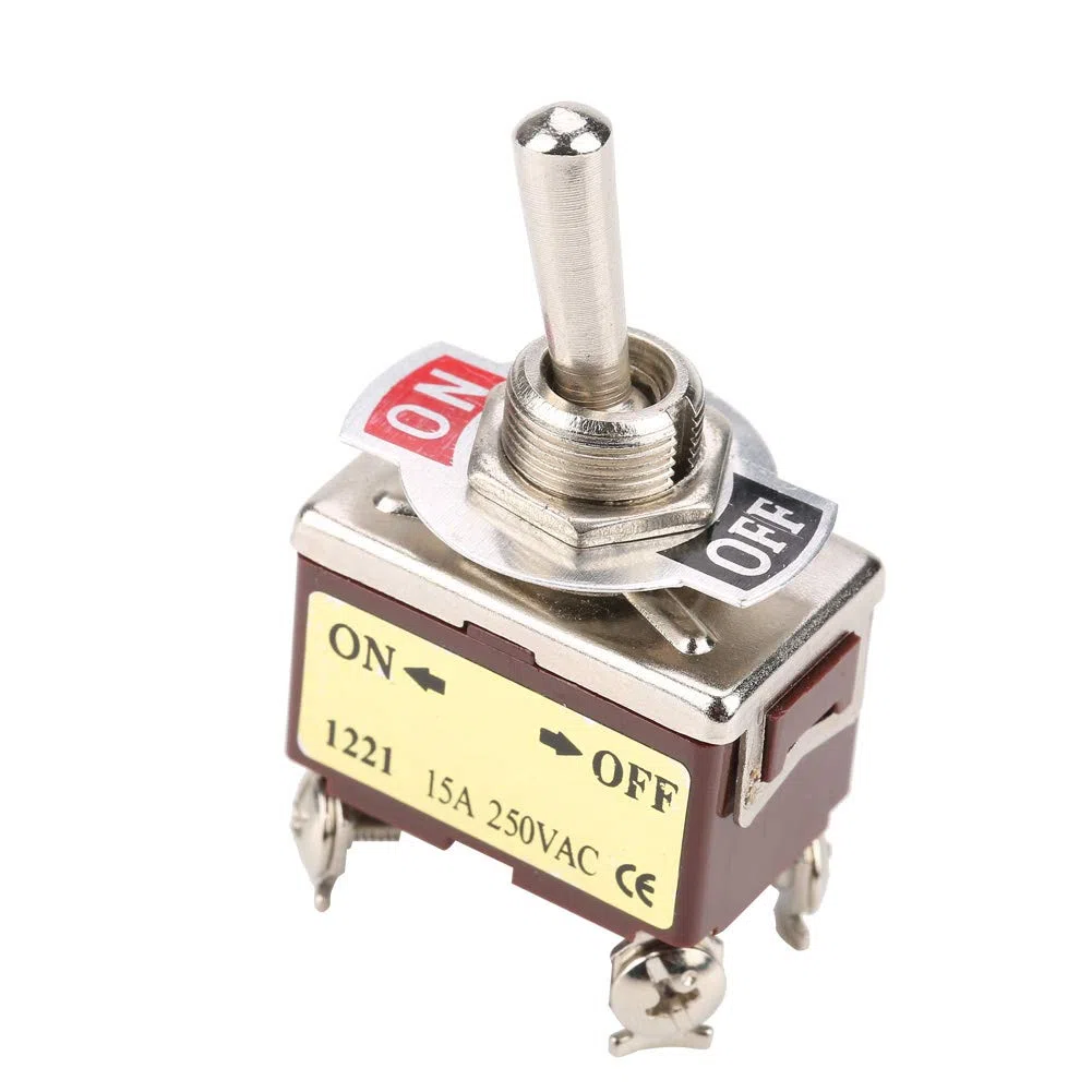 Tbest Interrupteur 230V On 5Pcs On Off Interruptor de Palanca de 2 Posiciones 4 Pines 12Mm Montaje 15A 250Vac