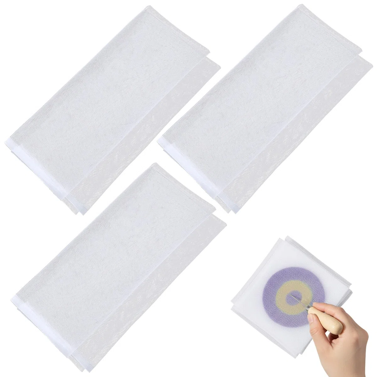 TIDTALEO de Herramientas para Fieltrar Lana Gasa de Nylon Blanco Paquete de 3 Piezas y Fieltro Húmedo Ideales para Proyectos de Manualidades en Telas Delgadas