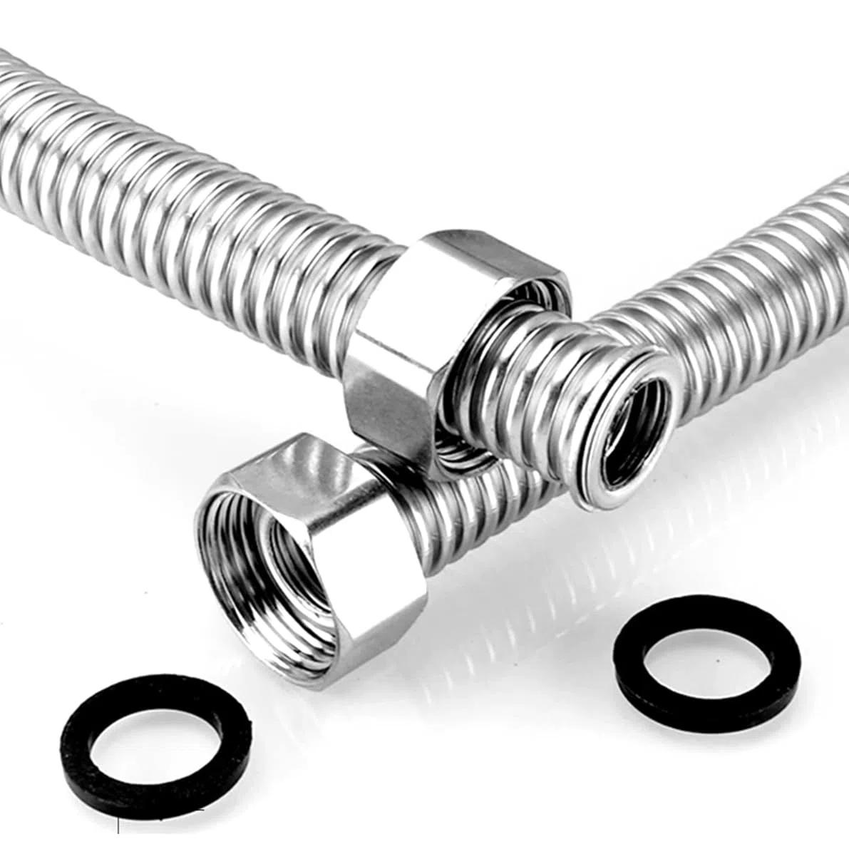 Amacoam Tubo flexible de acero inoxidable de 3/4 pulgadas, tubo ondulado extensible, tubo de conexión flexible, longitud 600 mm, tubo de conexión universal